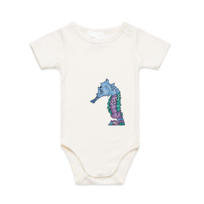 Austrlaian Marine Life Seahorse Cotton Baby Onesie Thumbnail